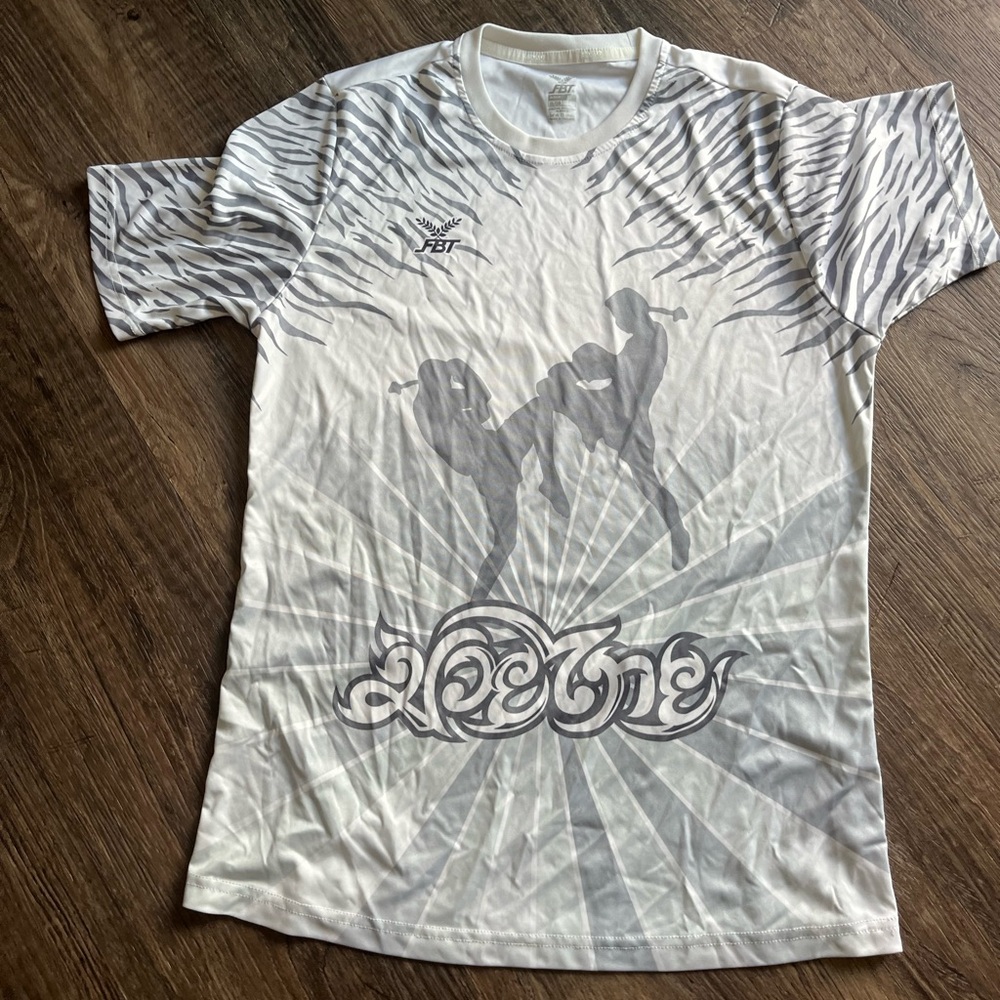 Muay Thai Kickboxing BJJ Jiu Jitsui White MMA Compression Graphic T-Shirt large